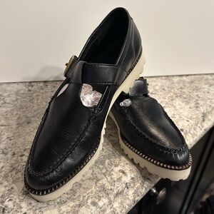 Freda Salvador Winona Mary Jane loafer in black in box